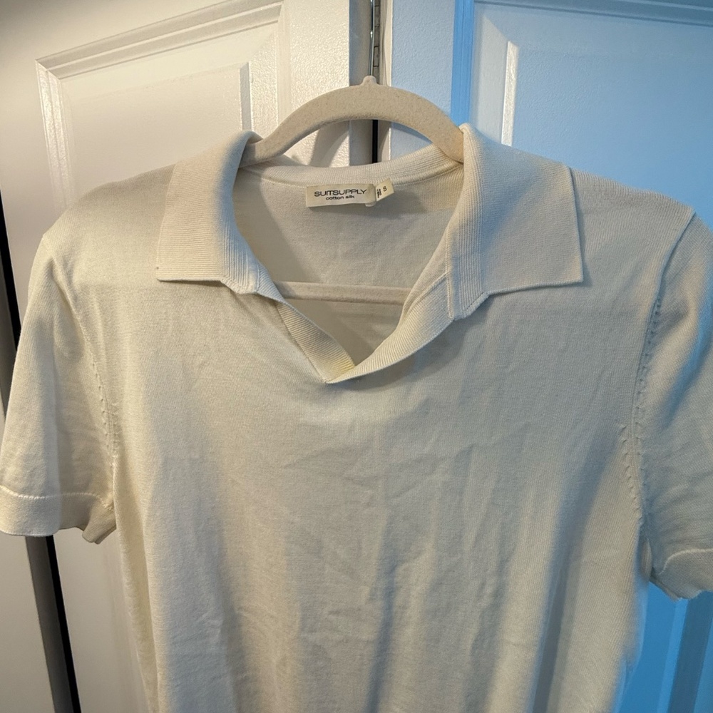 Suitsupply Off-White Buttonless Polo S: S - Picture 9 of 11